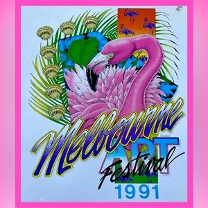 Melbourne Art Festival 1991 - Pink Flamingo Authentic VTG Promo Poster 17 X 22.5